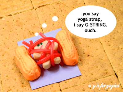 gingerbread man complains about yoga straps and g-strings